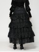 Elegant Black Layered Rose Lace Mesh Gothic Style Cake Skirt