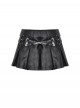 Cool Black Leather Stitching Cross Strap Design Metal Buckle Decoration Punk Style Skirt