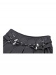 Cool Black Leather Stitching Cross Strap Design Metal Buckle Decoration Punk Style Skirt