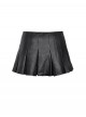 Cool Black Leather Stitching Cross Strap Design Metal Buckle Decoration Punk Style Skirt