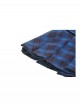 Unique Indigo Blue Plaid Pattern Cute Double-Breasted Metal Star Button Decorated Punk Style Skirt