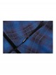 Unique Indigo Blue Plaid Pattern Cute Double-Breasted Metal Star Button Decorated Punk Style Skirt