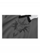 Daily Simple Grey Demon Cat Print Unique Bat Collar Design Preppy Style Gothic Style Sweatshirt