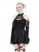 Black Cool Mesh Sexy Hollow Motorcycle Feeling Metal Buckle Decoration Punk Style Slim Top