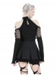 Black Cool Mesh Sexy Hollow Motorcycle Feeling Metal Buckle Decoration Punk Style Slim Top