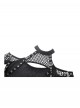 Black Cool Mesh Sexy Hollow Motorcycle Feeling Metal Buckle Decoration Punk Style Slim Top