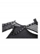 Black Cool Mesh Sexy Hollow Motorcycle Feeling Metal Buckle Decoration Punk Style Slim Top