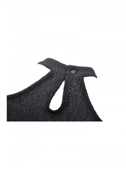 Black Cool Mesh Sexy Hollow Motorcycle Feeling Metal Buckle Decoration Punk Style Slim Top
