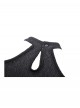 Black Cool Mesh Sexy Hollow Motorcycle Feeling Metal Buckle Decoration Punk Style Slim Top