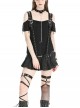 Black Cool Choker Metal Chain Decoration Unique Hole Design Punk Style T Shirt