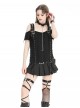 Black Cool Choker Metal Chain Decoration Unique Hole Design Punk Style T Shirt