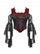 Black Red Elegant Retro Lace Splicing Sexy Off Shoulder Design Gothic Style Top