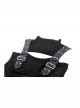 Cool Black Leather Patchwork Personality Hole Design Metal Rivet Decoration Punk Style Top
