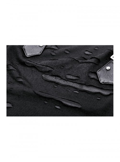 Cool Black Leather Patchwork Personality Hole Design Metal Rivet Decoration Punk Style Top