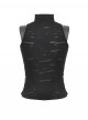 Cool Black Leather Patchwork Personality Hole Design Metal Rivet Decoration Punk Style Top