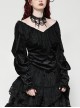 Elegant Black Velvet Jacquard Exquisite Lace Decorated Retro Victorian Style Gothic Style Top