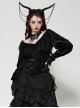 Elegant Black Velvet Jacquard Exquisite Lace Decorated Retro Victorian Style Gothic Style Top