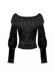 Elegant Black Velvet Jacquard Exquisite Lace Decorated Retro Victorian Style Gothic Style Top