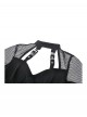 Cool Black Mesh Stitching Unique Metal Buckle Decoration Sexy Hollow Design Punk Style Top