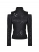 Black Sexy Backless Unique Hole Design Cool Metal Rivet Decoration Punk Style Slim Top