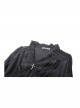 Black Elegant Lace Splicing Exquisite Ruffles Mysterious Metal Cross Decorated Gothic Style Trumpet Sleeves Top