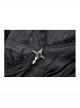 Black Elegant Lace Splicing Exquisite Ruffles Mysterious Metal Cross Decorated Gothic Style Trumpet Sleeves Top