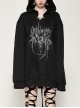 Black Personalized Devil Print Loose Version Unique Ears Tail Decoration Punk Style Hooded Pullover