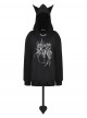 Black Personalized Devil Print Loose Version Unique Ears Tail Decoration Punk Style Hooded Pullover