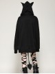 Black Personalized Devil Print Loose Version Unique Ears Tail Decoration Punk Style Hooded Pullover