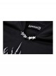 Black Personalized Devil Print Loose Version Unique Ears Tail Decoration Punk Style Hooded Pullover