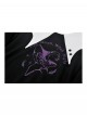 Unique Black White Bat Collar Metal Rivet Decoration Purple Witch Print Gothic Style Sweatshirt