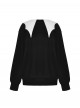 Unique Black White Bat Collar Metal Rivet Decoration Purple Witch Print Gothic Style Sweatshirt