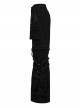 Black Personalized Studs Zippers Gothic Punk Style Detachable Decadent Wide Leg Pants