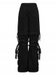 Black Personalized Studs Zippers Gothic Punk Style Detachable Decadent Wide Leg Pants