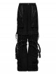 Black Personalized Studs Zippers Gothic Punk Style Detachable Decadent Wide Leg Pants