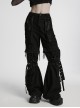 Black Personalized Studs Zippers Gothic Punk Style Detachable Decadent Wide Leg Pants