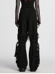 Black Personalized Studs Zippers Gothic Punk Style Detachable Decadent Wide Leg Pants