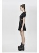 Black Knitted Leather Hasp Waist Spliced Mesh Belt Loop Chain Punk Short Dress