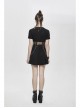 Black Knitted Leather Hasp Waist Spliced Mesh Belt Loop Chain Punk Short Dress