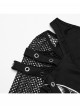 Black Sexy Cool Off Shoulder V Neck Elastic Knitted Mesh Bat Skull Cross Print Punk Style Printed T Shirt