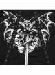 Black Sexy Cool Off Shoulder V Neck Elastic Knitted Mesh Bat Skull Cross Print Punk Style Printed T Shirt