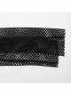 Black Sexy Cool Off Shoulder V Neck Elastic Knitted Mesh Bat Skull Cross Print Punk Style Printed T Shirt