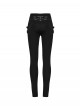 Black Comfortable Elastic Knitted Punk Style Adjustable Versatile 3D Pleated Leggings