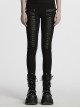 Black Comfortable Elastic Knitted Punk Style Adjustable Versatile 3D Pleated Leggings