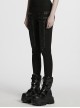 Black Comfortable Elastic Knitted Punk Style Adjustable Versatile 3D Pleated Leggings