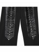 Black Comfortable Elastic Knitted Punk Style Adjustable Versatile 3D Pleated Leggings