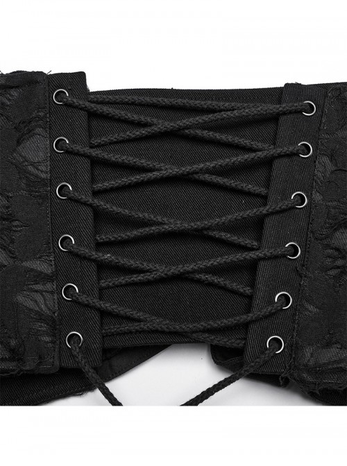 Cool Unique Versatile Personalized Metal Buckles Black Punk Style Interlaced Corset