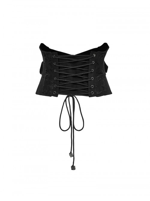 Cool Unique Versatile Personalized Metal Buckles Black Punk Style Interlaced Corset