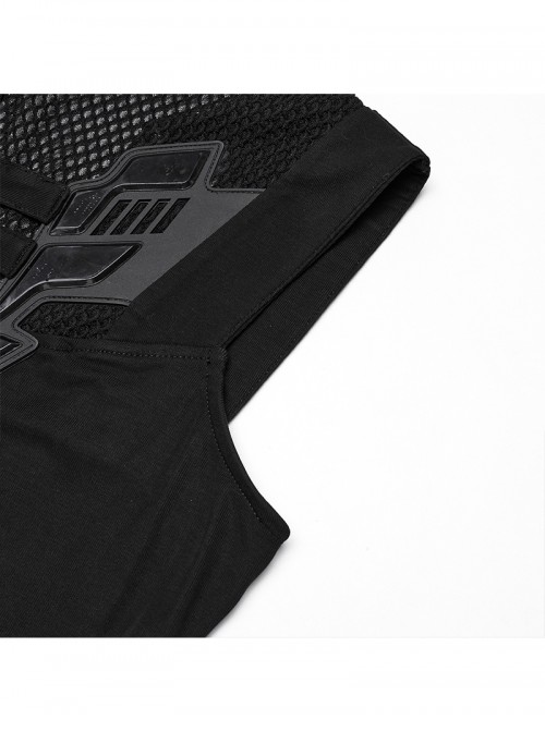 Versatile Basic Daily Cool Black Soft Elastic Knit Cyberpunk Style Sleeveless Vest