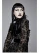 Flocking Print Splice Velvet Ribbon Drawstring Cuff Black Gothic Long Sleeves Dress